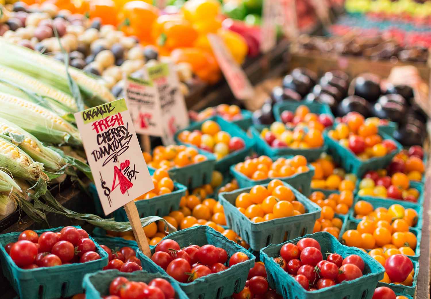 Market display of vegetables