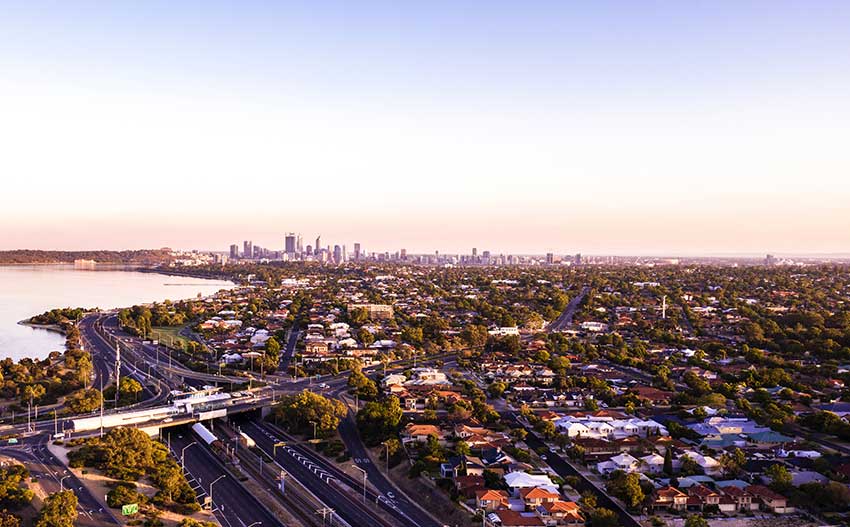 Bird's eye view of Perth, Australia