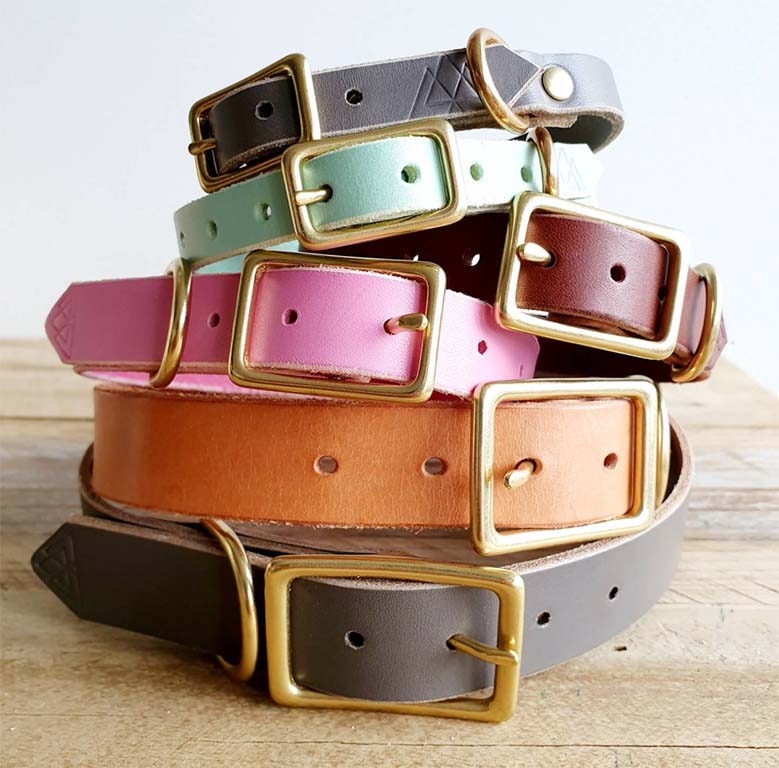 Different colours leather dog collars
