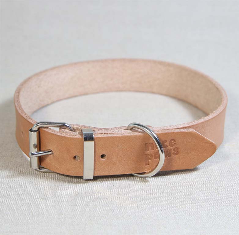 Natural leather dog collar