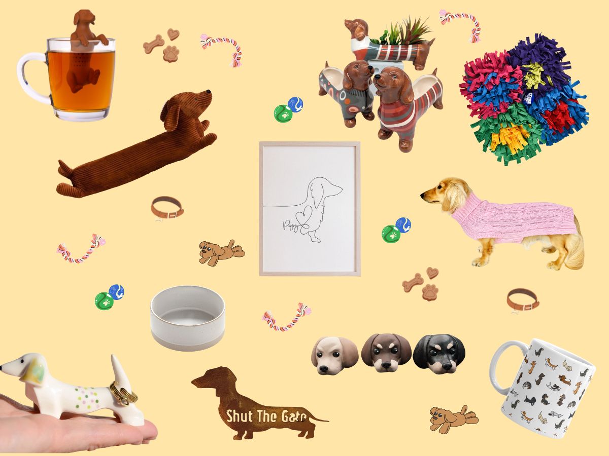 Photo collage of dachshund gift ideas